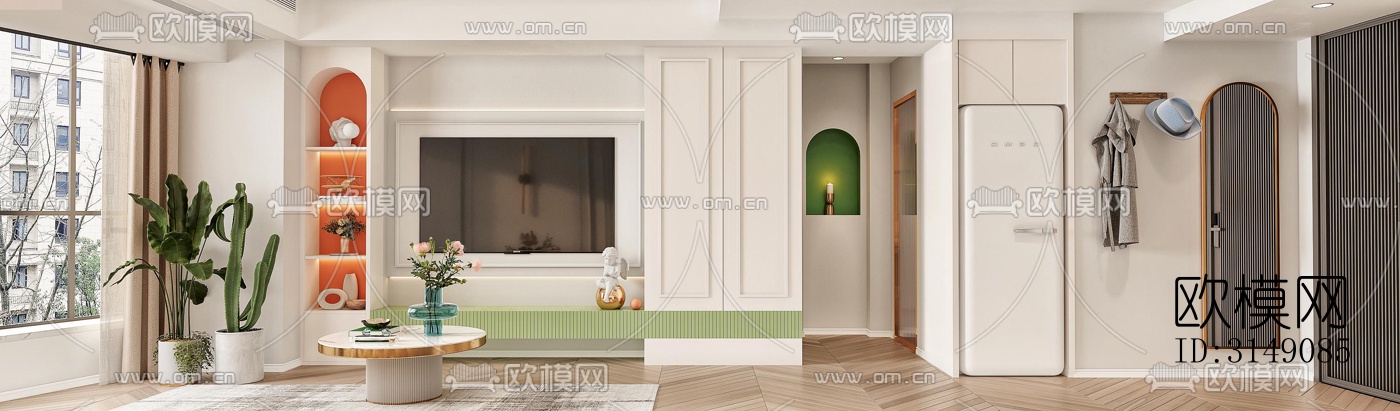 法式平层效果图下载（渲染图1）