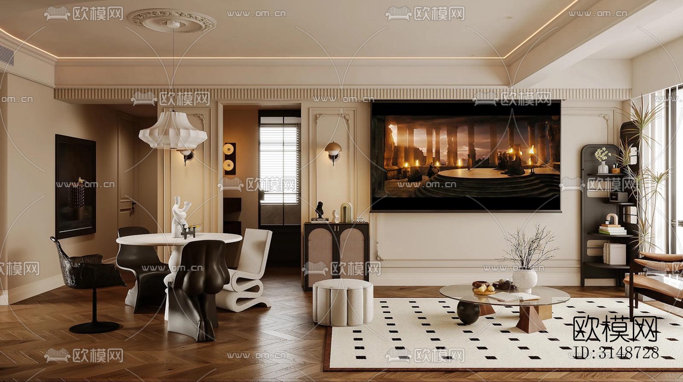 中古风平层效果图下载（渲染图19）