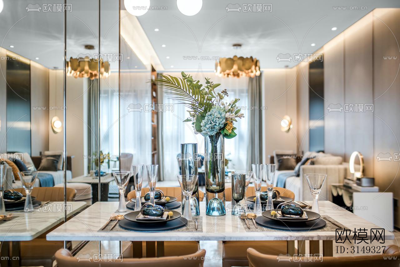 现代平层效果图下载（渲染图12）