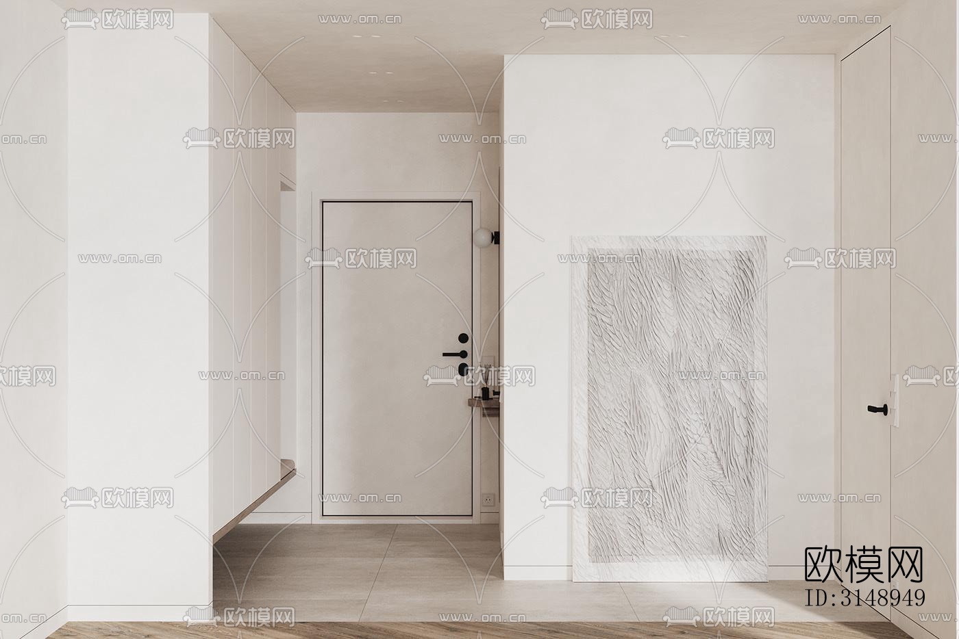 奶油风平层效果图下载（渲染图1）