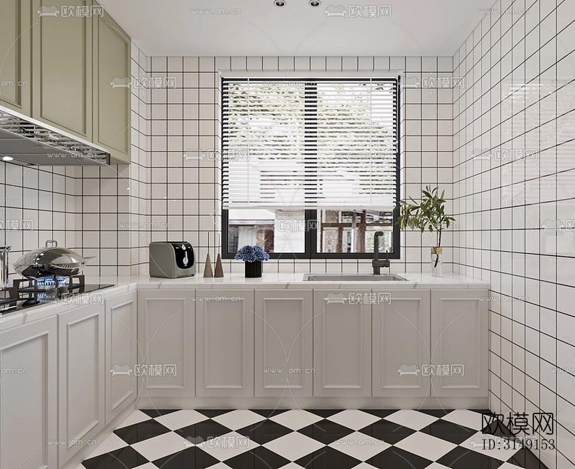 法式平层效果图下载（渲染图4）