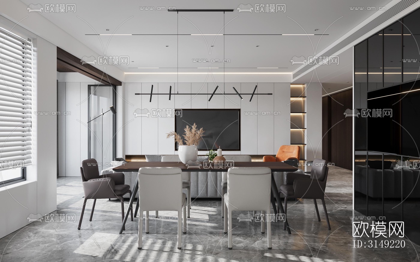 现代平层效果图下载（渲染图13）