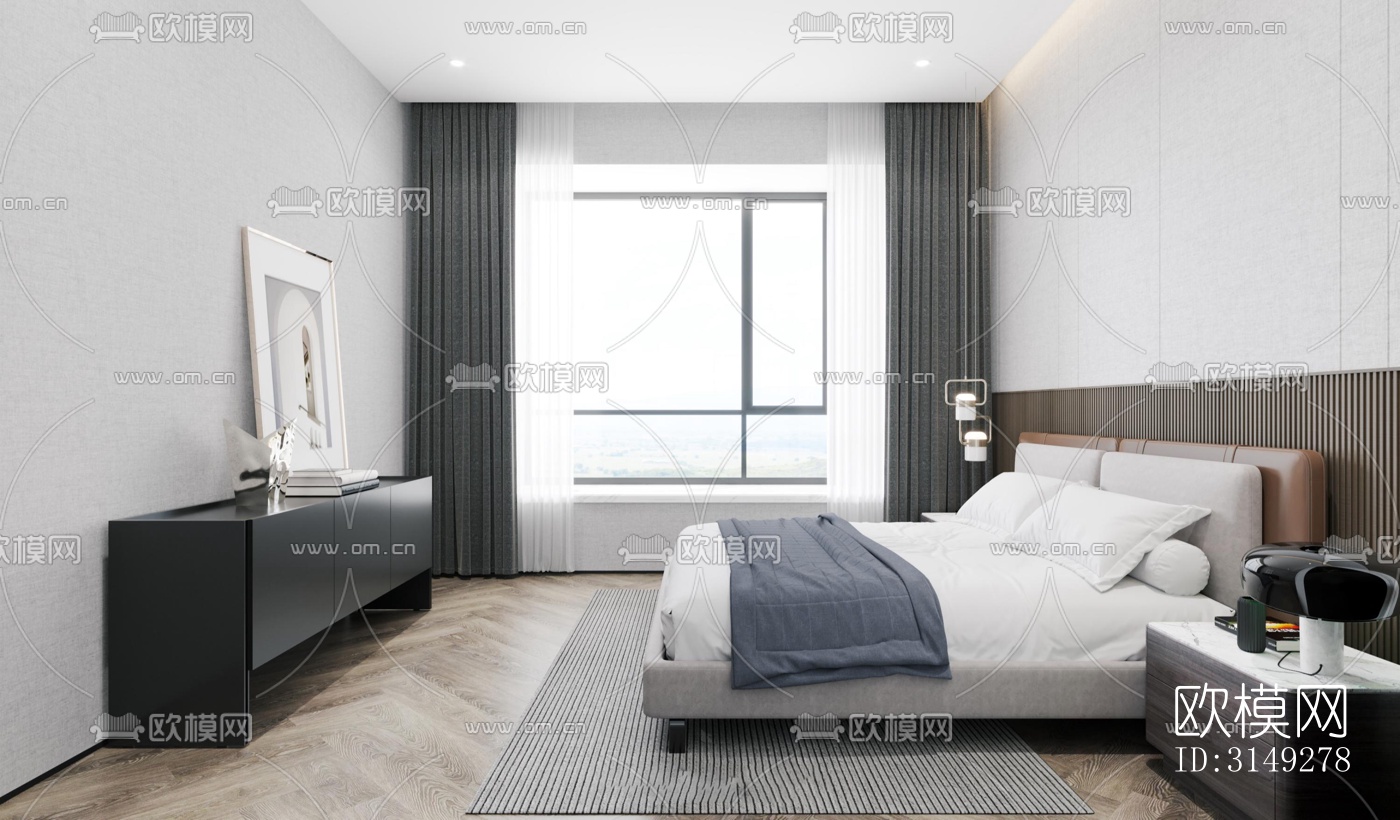 现代平层效果图下载（渲染图6）