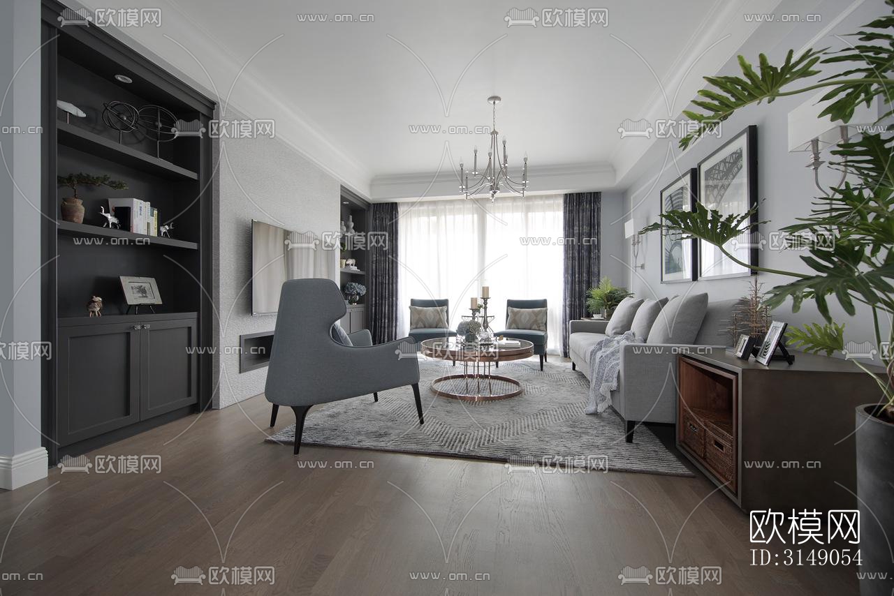 欧式平层效果图下载（渲染图1）