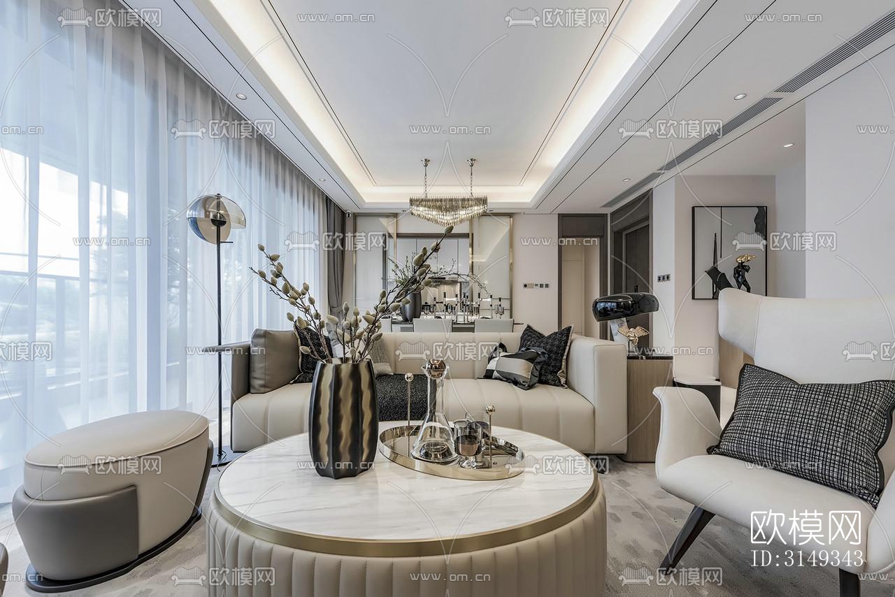 现代平层效果图下载（渲染图2）