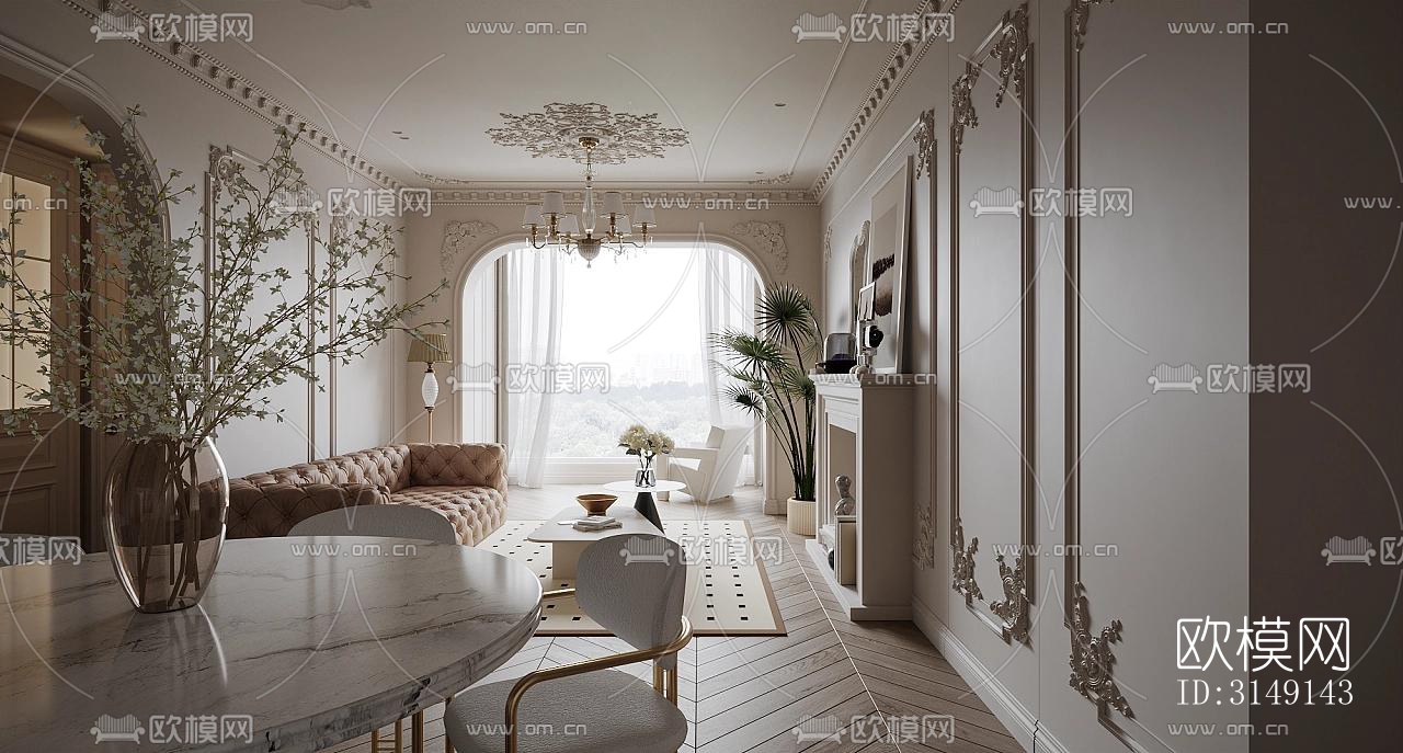 法式平层效果图下载（渲染图5）