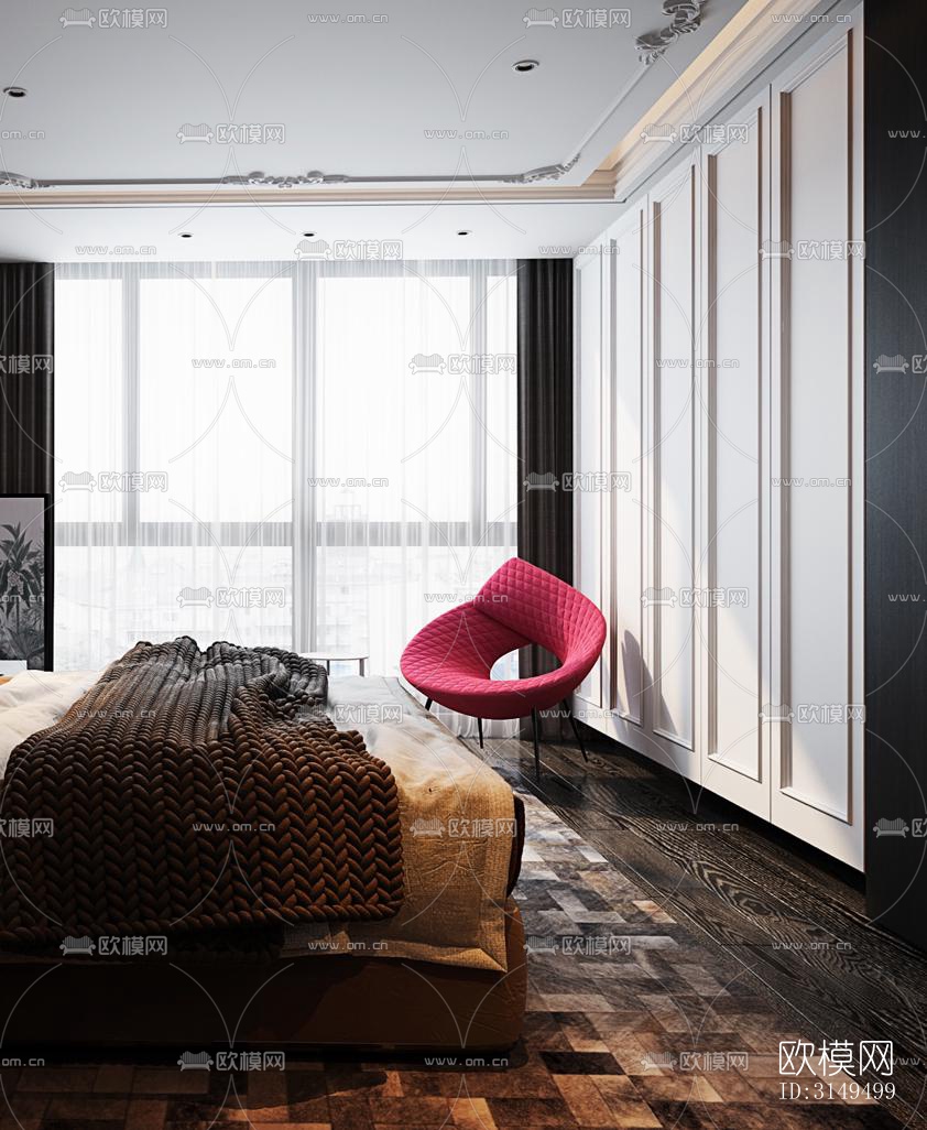 美式平层效果图下载（渲染图20）