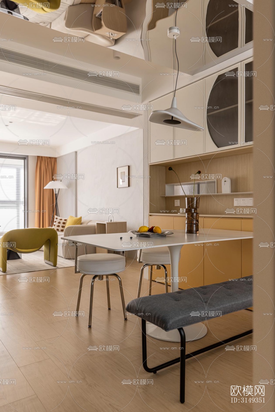 现代平层效果图下载（渲染图8）