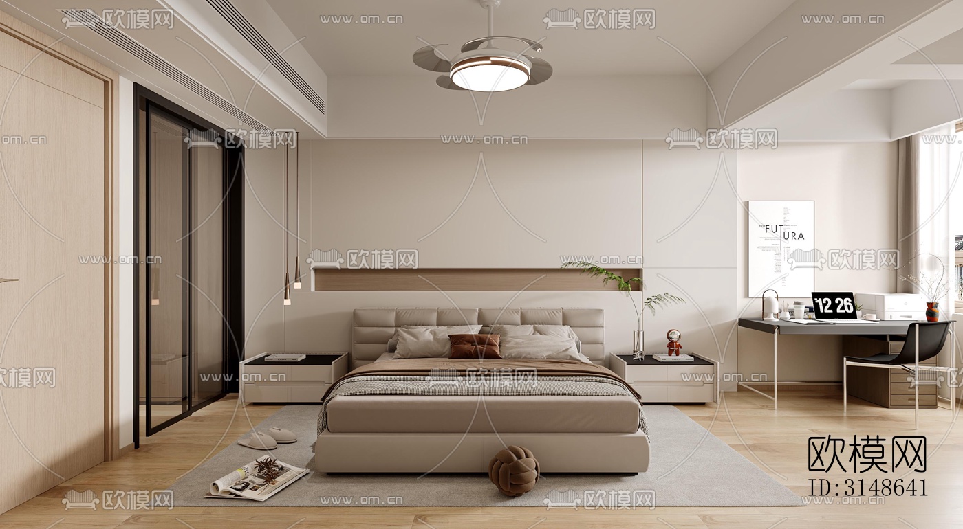 原木风大平层效果图下载（渲染图7）