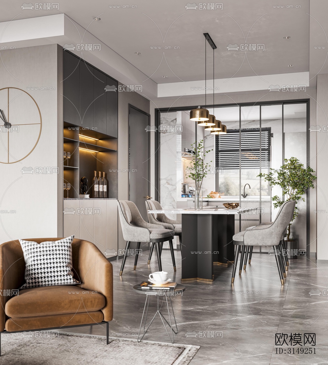 现代平层效果图下载（渲染图5）