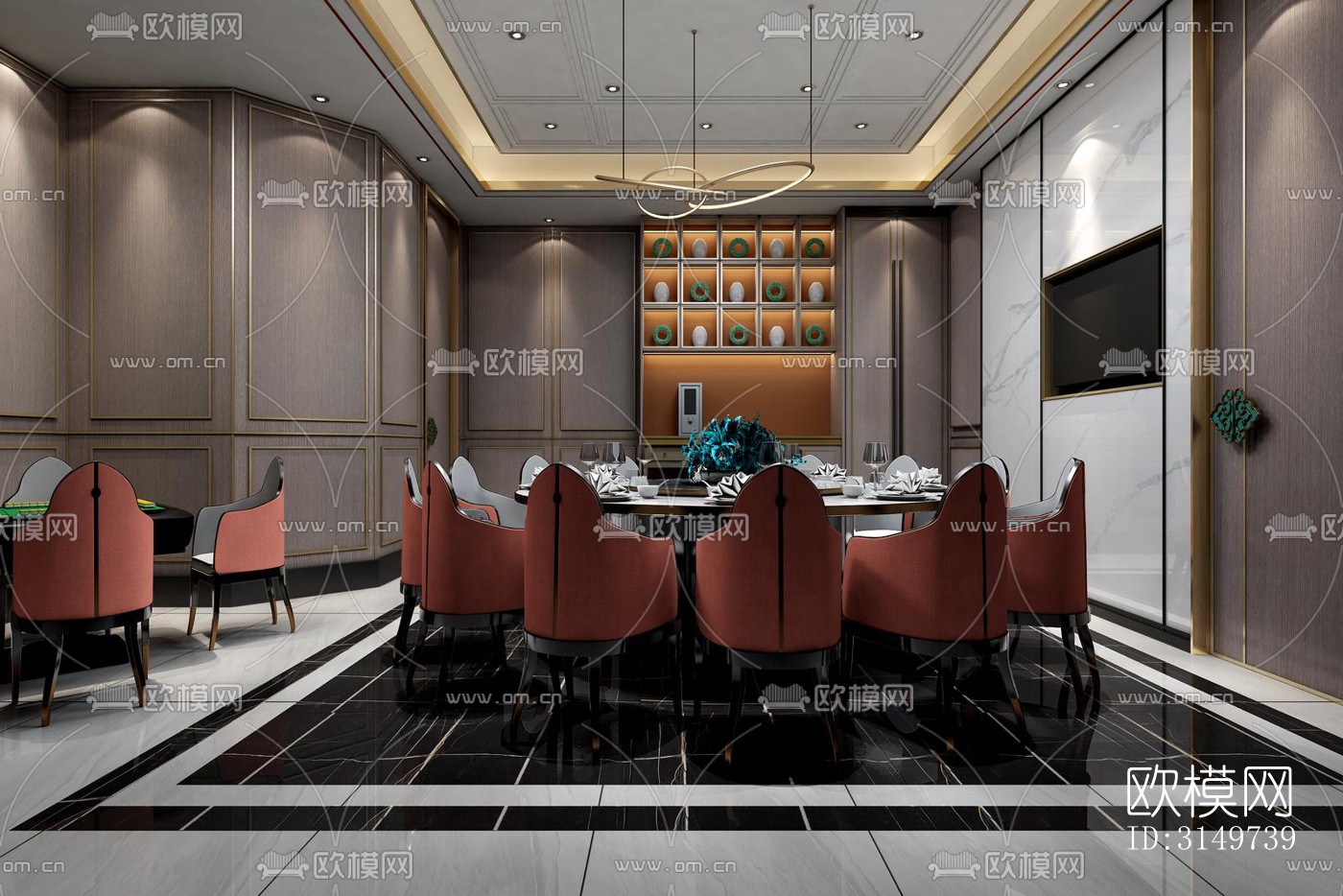 欧式中餐厅效果图下载（渲染图9）