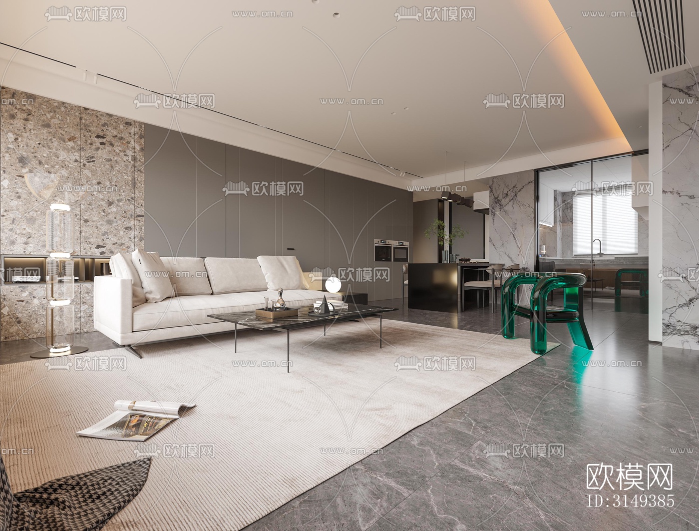 现代平层效果图下载（渲染图2）