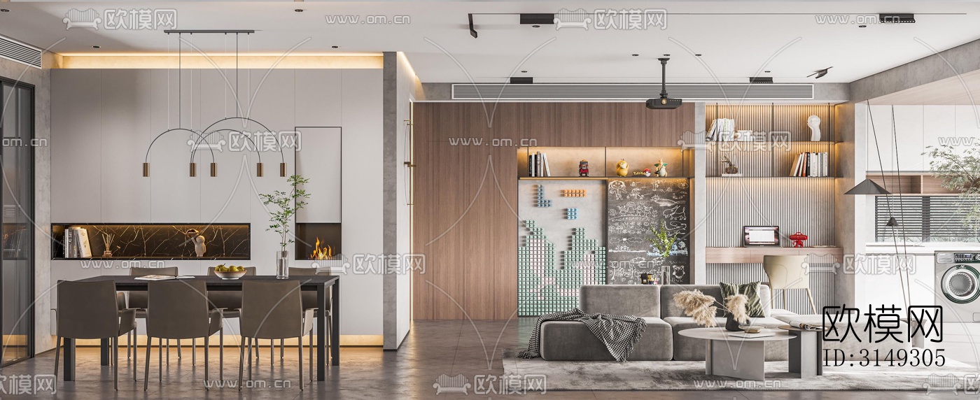 现代平层效果图下载（渲染图10）