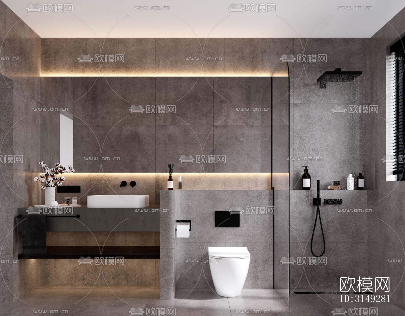 现代平层效果图下载（渲染图9）