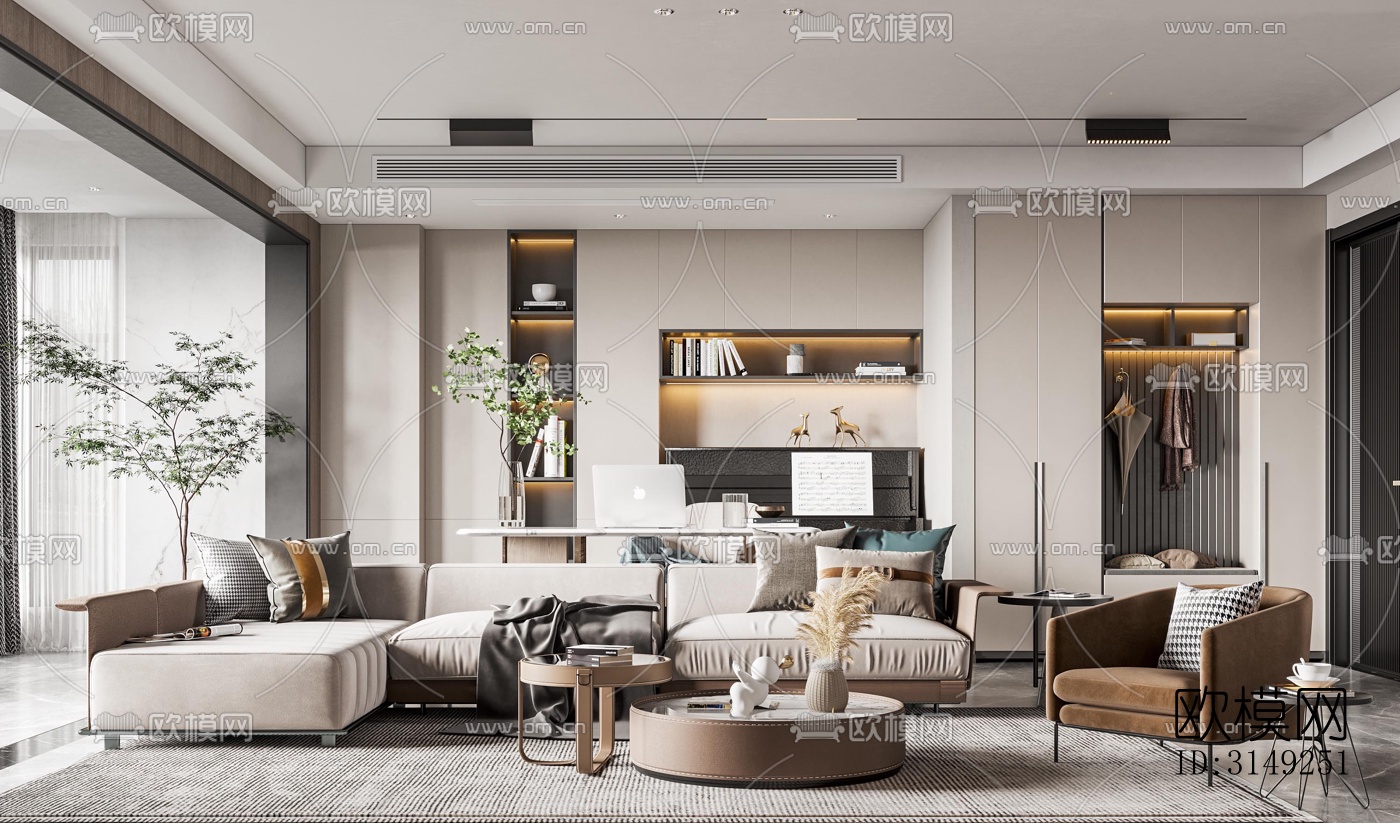 现代平层效果图下载（渲染图3）