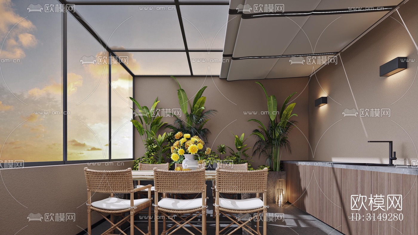 现代平层效果图下载（渲染图16）