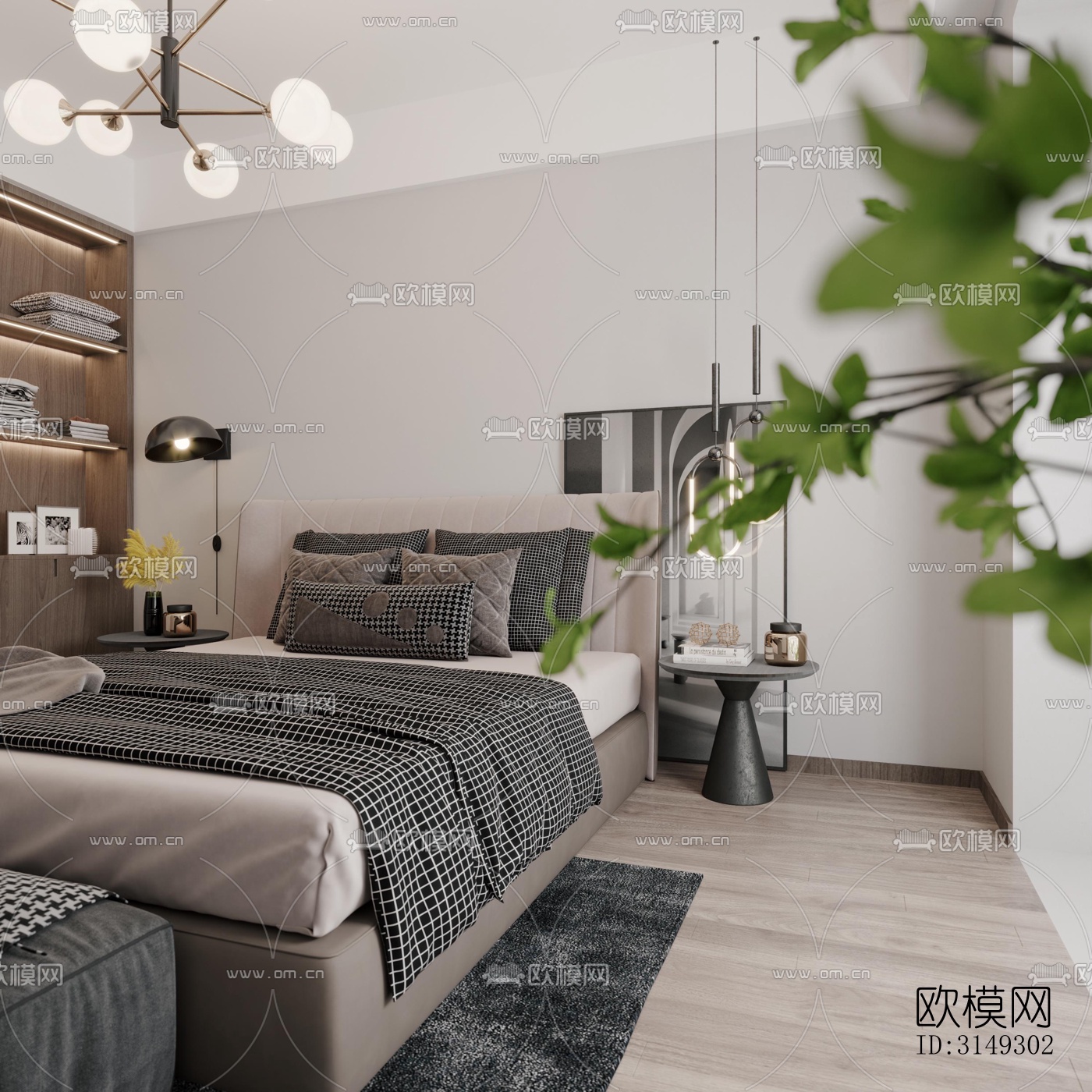 现代平层效果图下载（渲染图6）