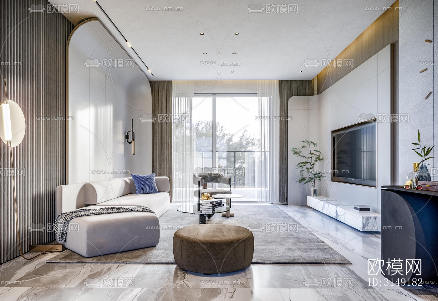 现代平层效果图下载（渲染图7）