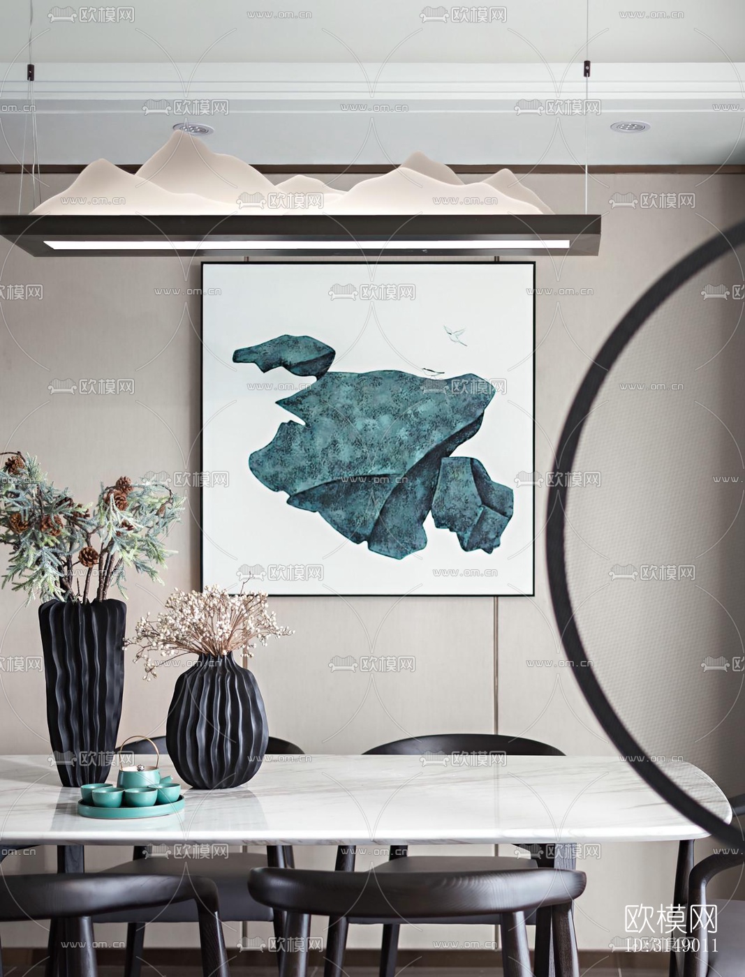 新中式平层效果图下载（渲染图6）