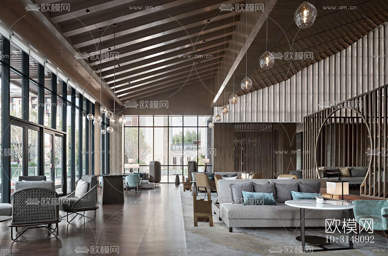 现代酒店民宿效果图下载（渲染图3）