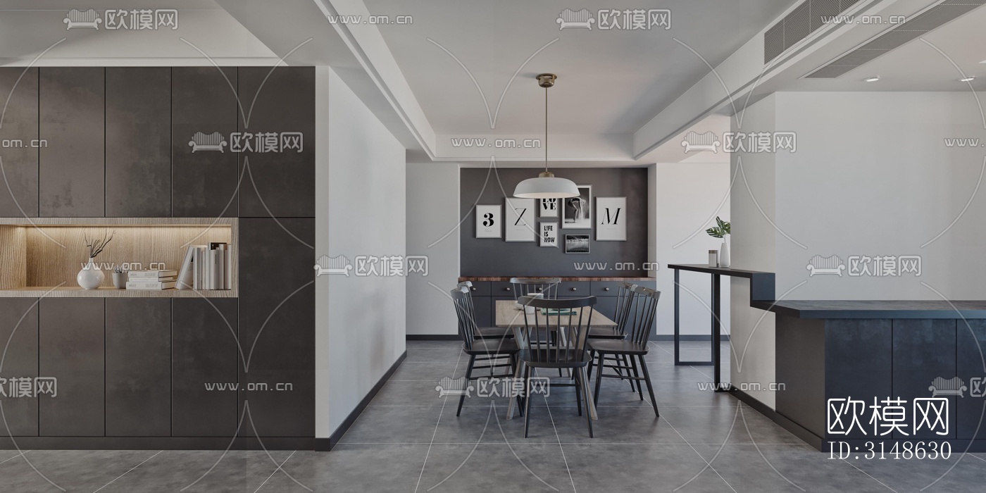 高级灰酒吧效果图下载（渲染图1）