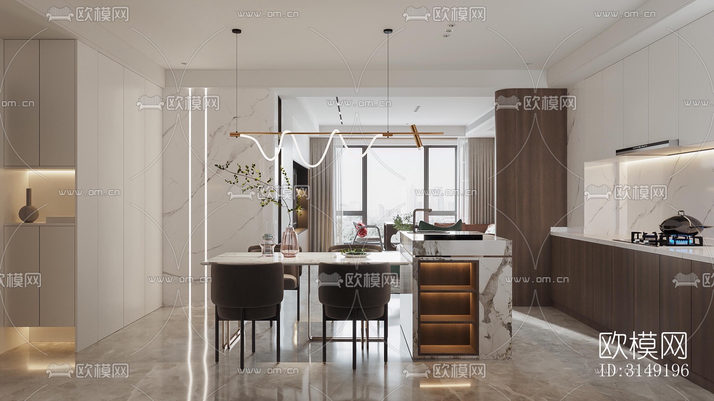 现代平层效果图下载（渲染图11）