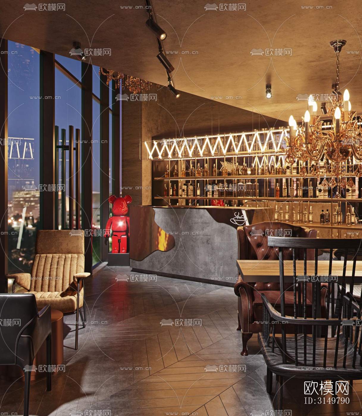 工业风咖啡奶茶效果图下载（渲染图14）