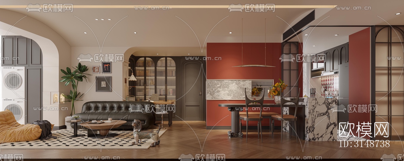 中古风平层效果图下载（渲染图7）