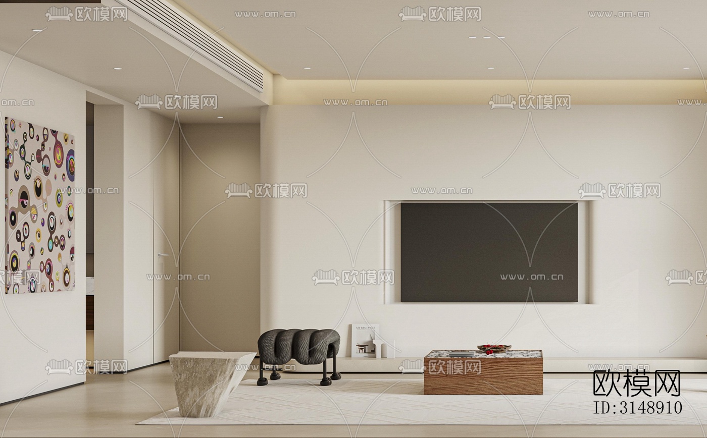 奶油风平层效果图下载（渲染图7）