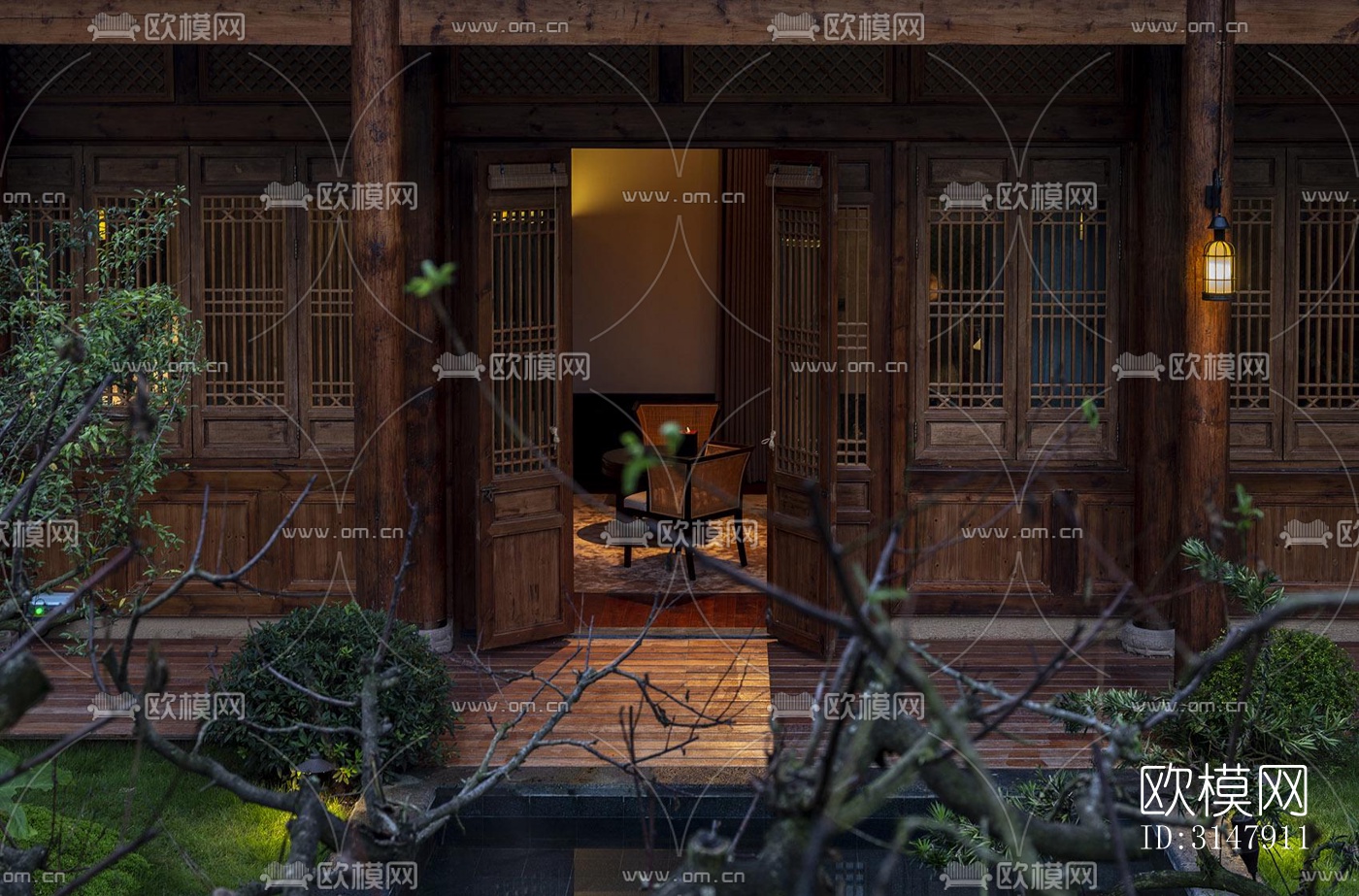 中式酒店民宿效果图下载（渲染图9）