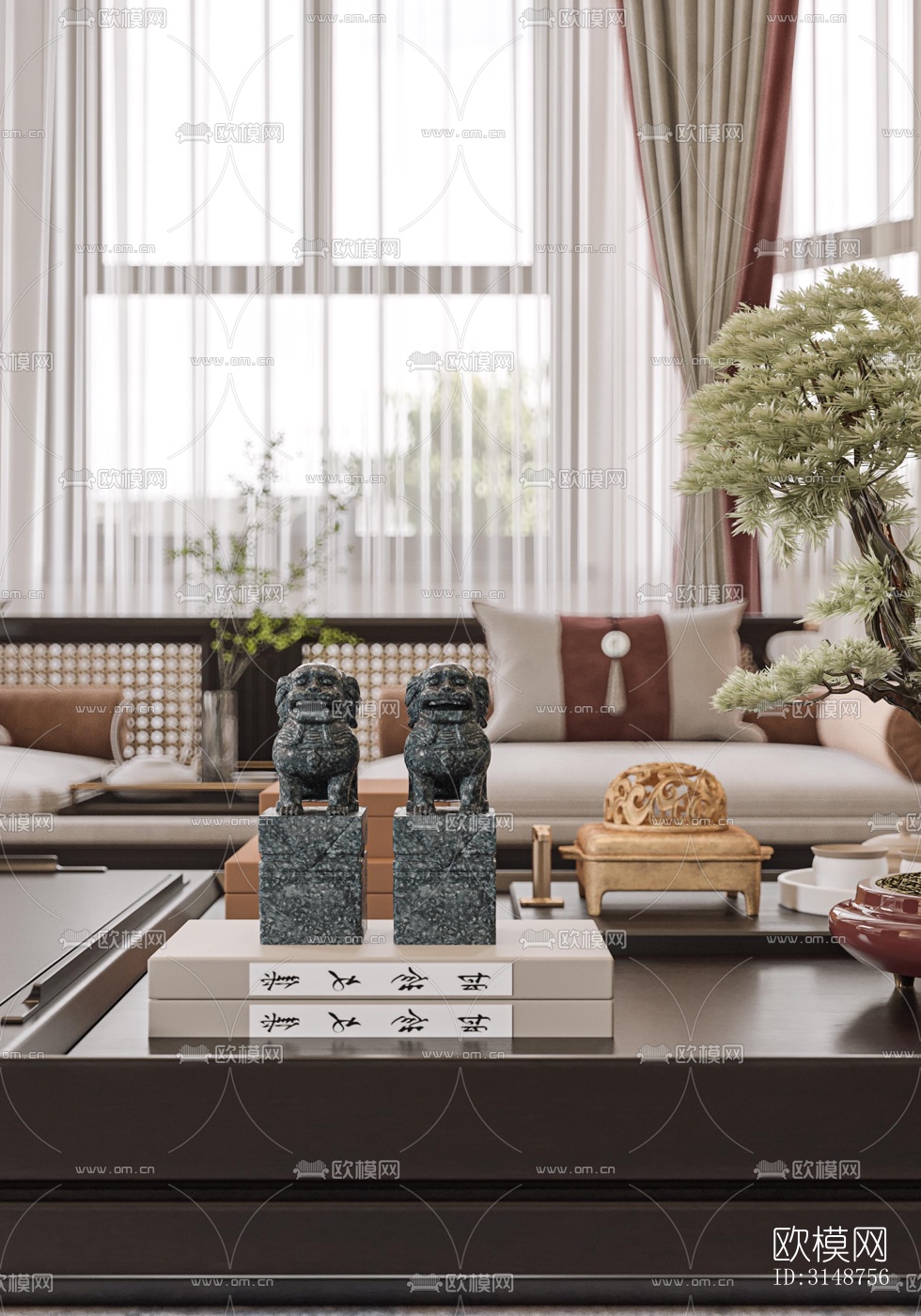 中式平层效果图下载（渲染图13）