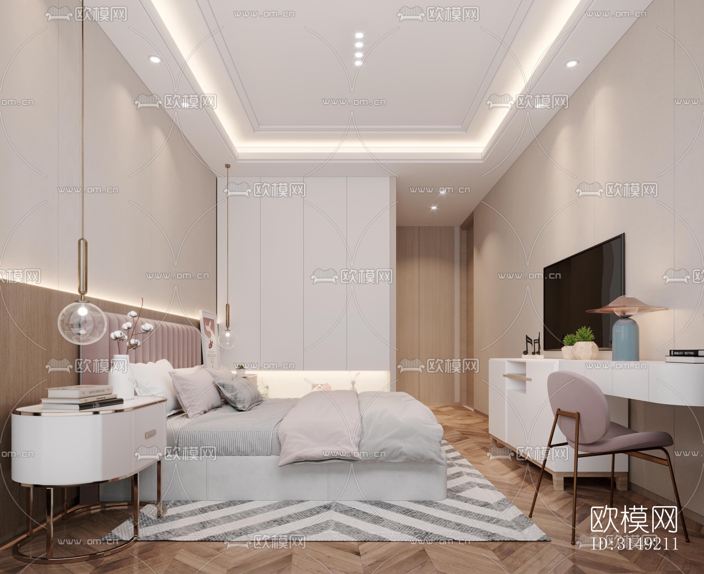 现代平层效果图下载（渲染图2）