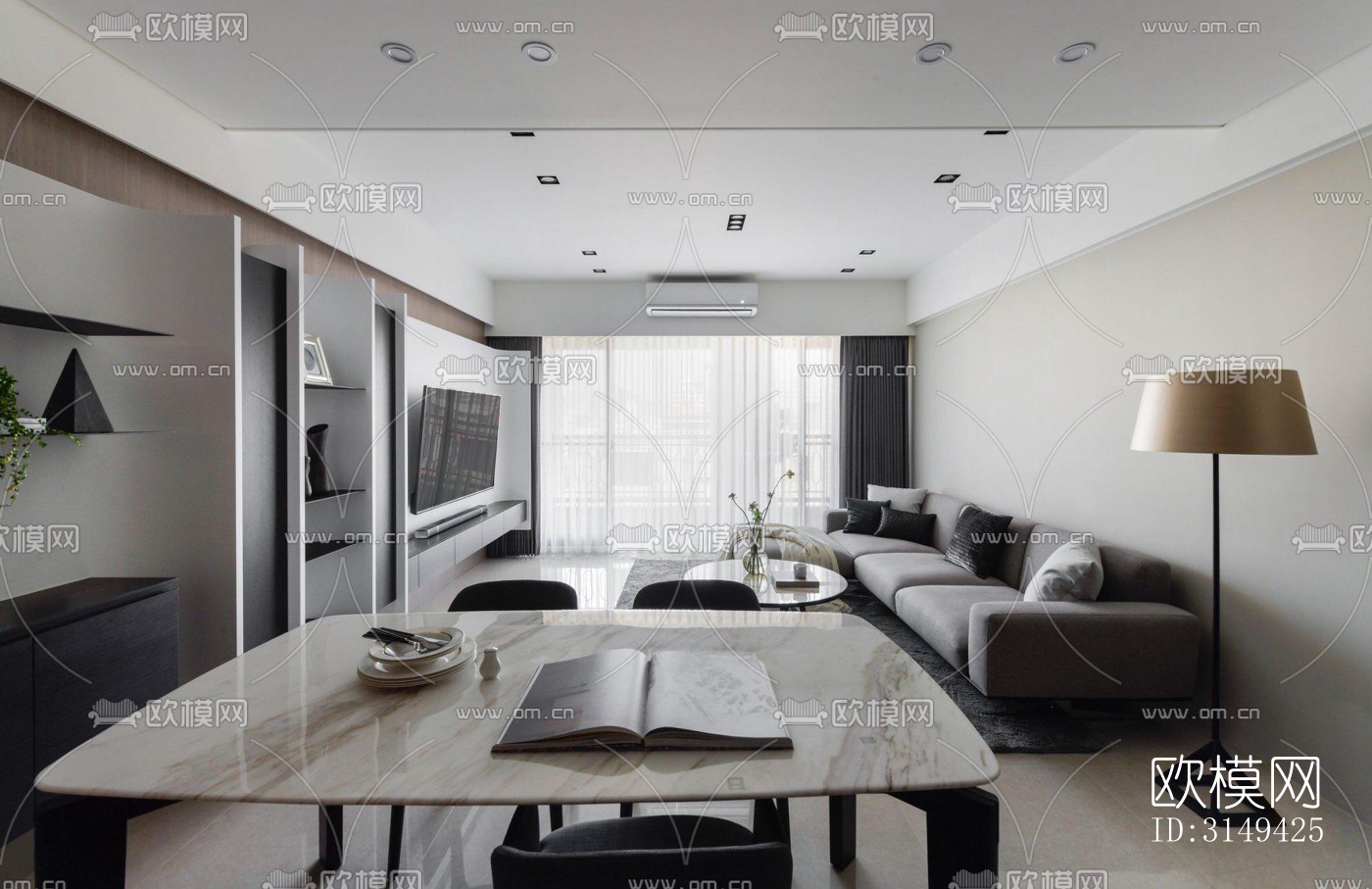 现代平层效果图下载（渲染图8）