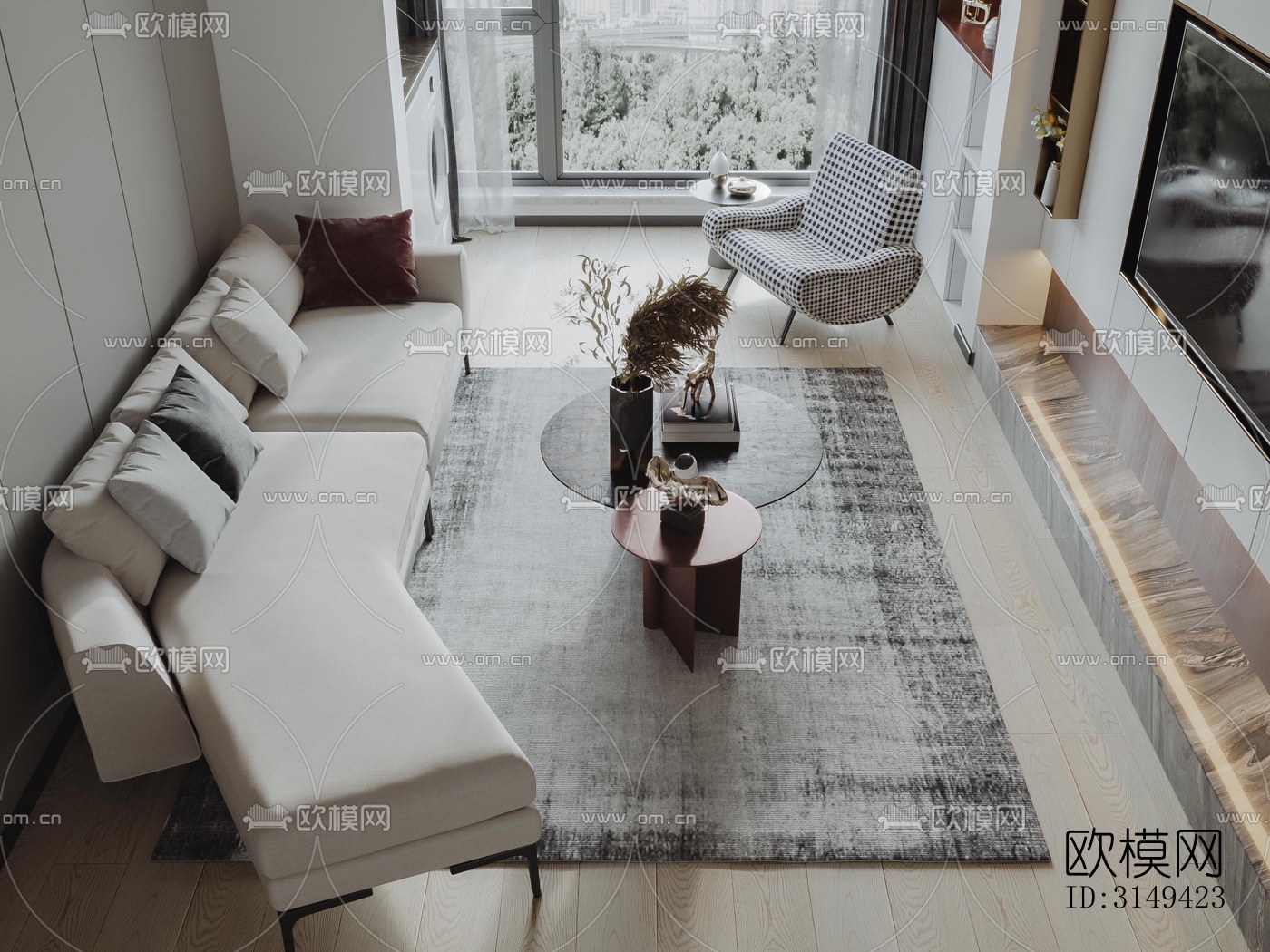 现代平层效果图下载（渲染图6）