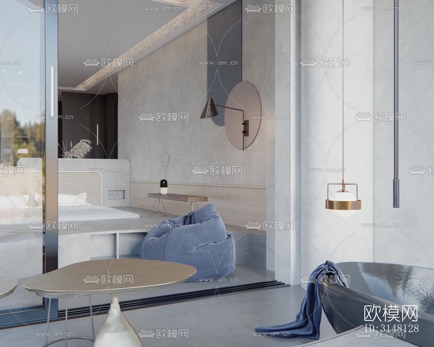 现代酒店民宿效果图下载（渲染图3）