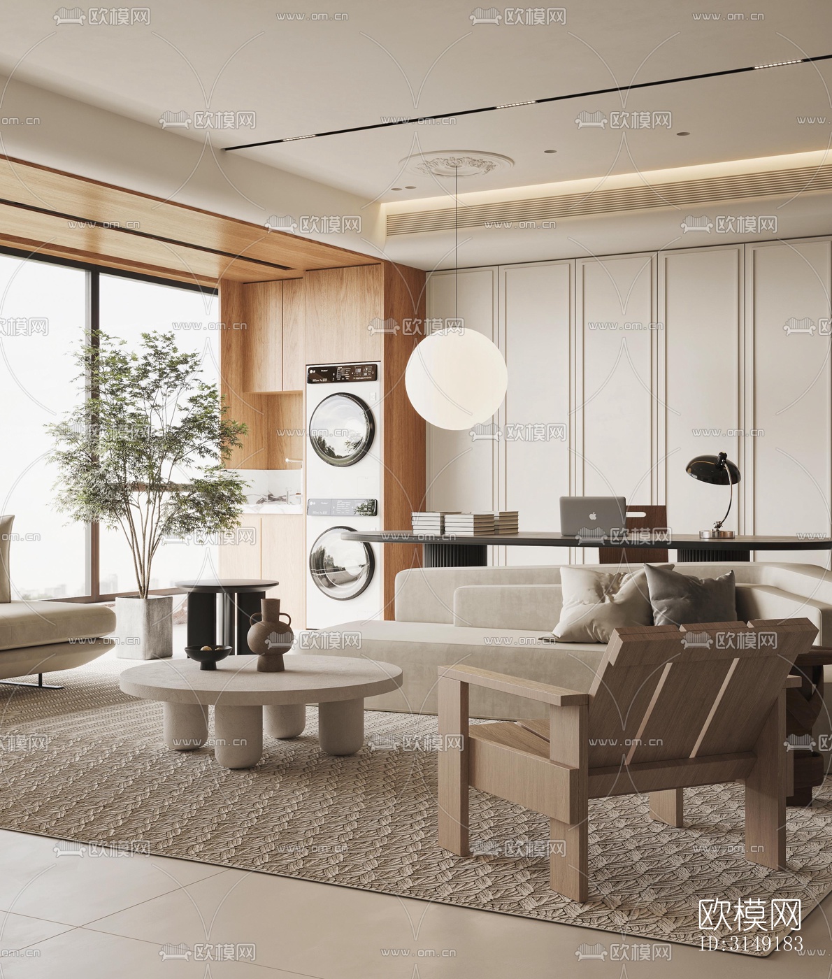 现代平层效果图下载（渲染图6）