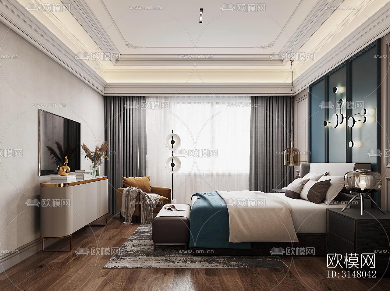 法式酒店民宿效果图下载（渲染图9）