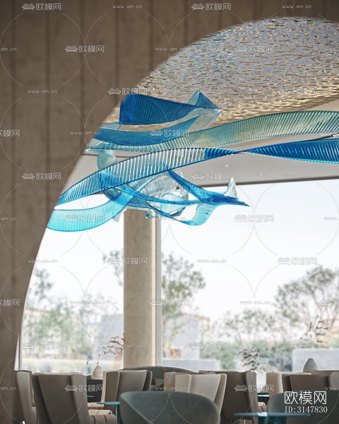 现代售楼处效果图下载（渲染图1）