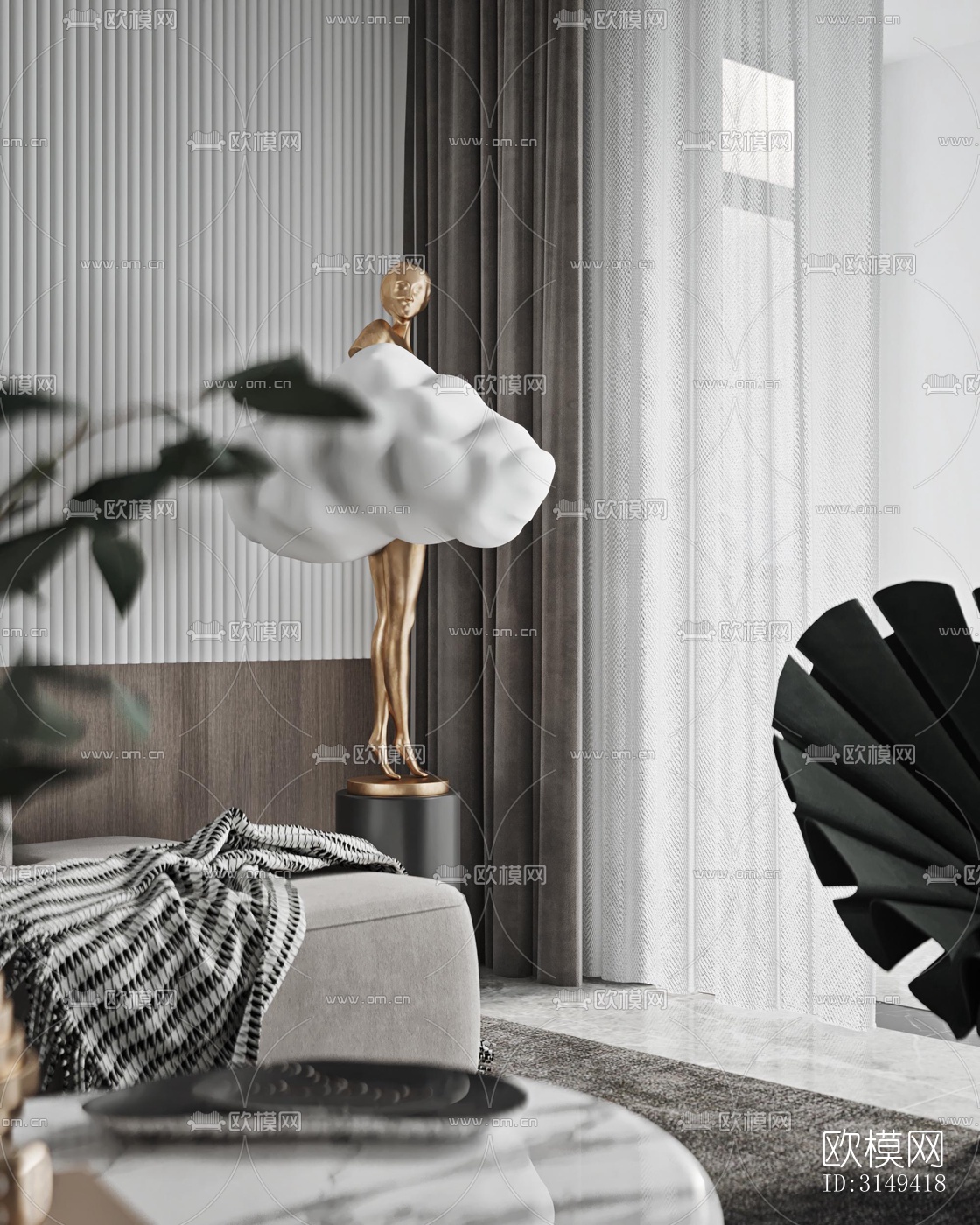 现代平层效果图下载（渲染图4）