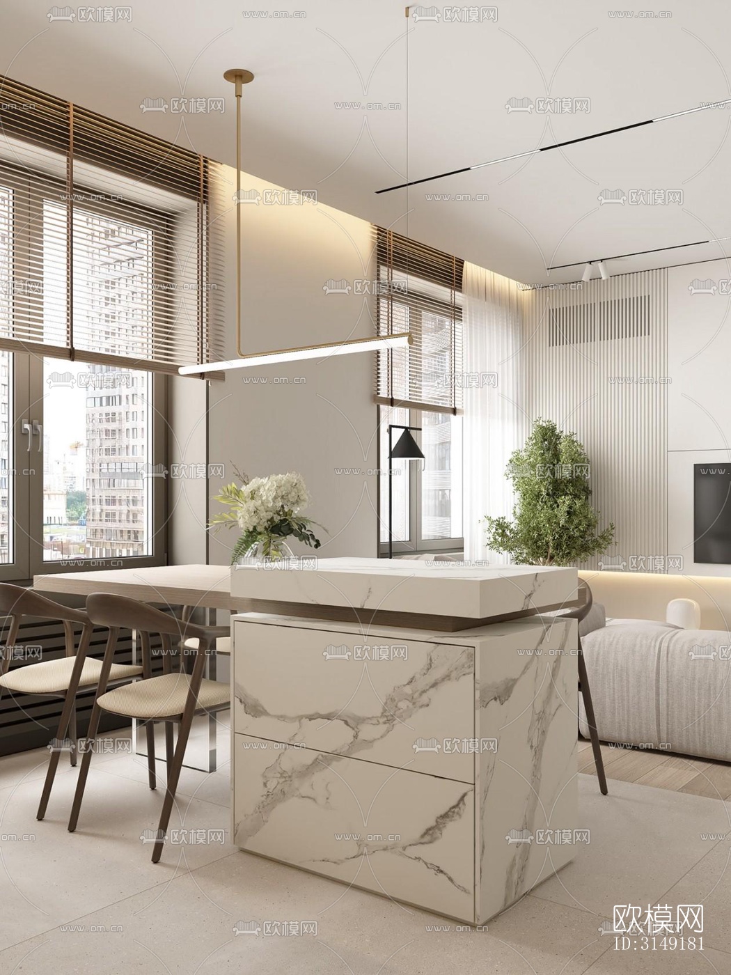 现代平层效果图下载（渲染图6）