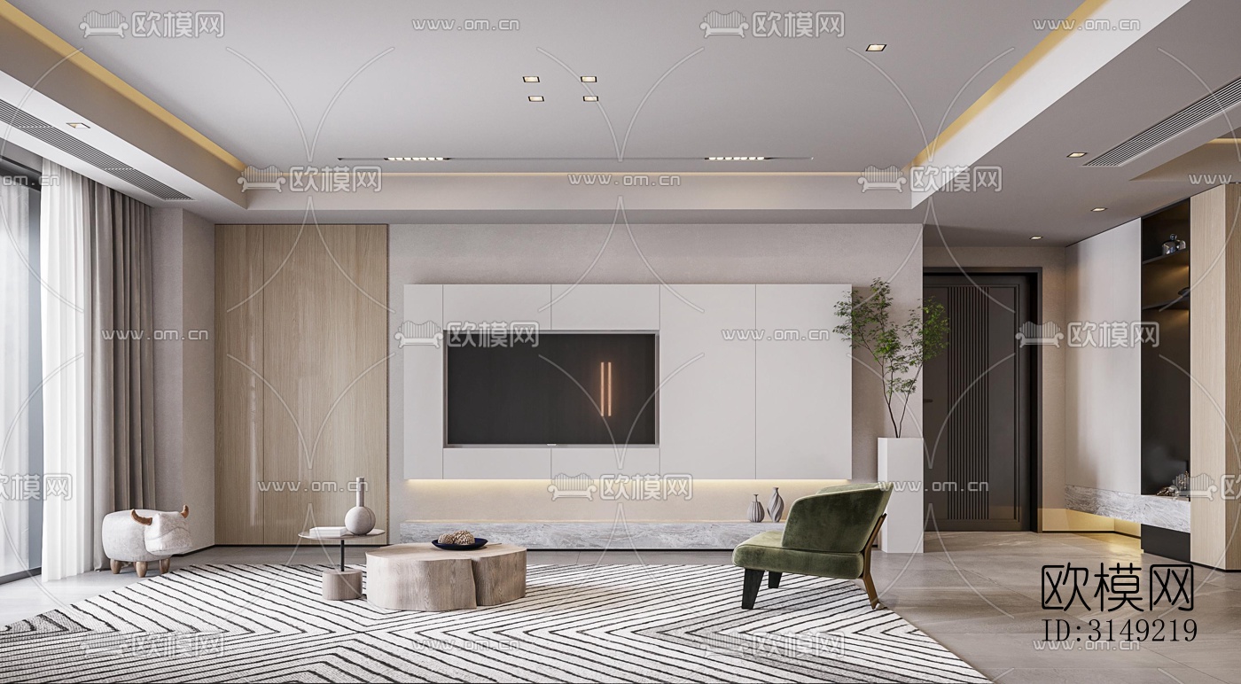 现代平层效果图下载（渲染图10）