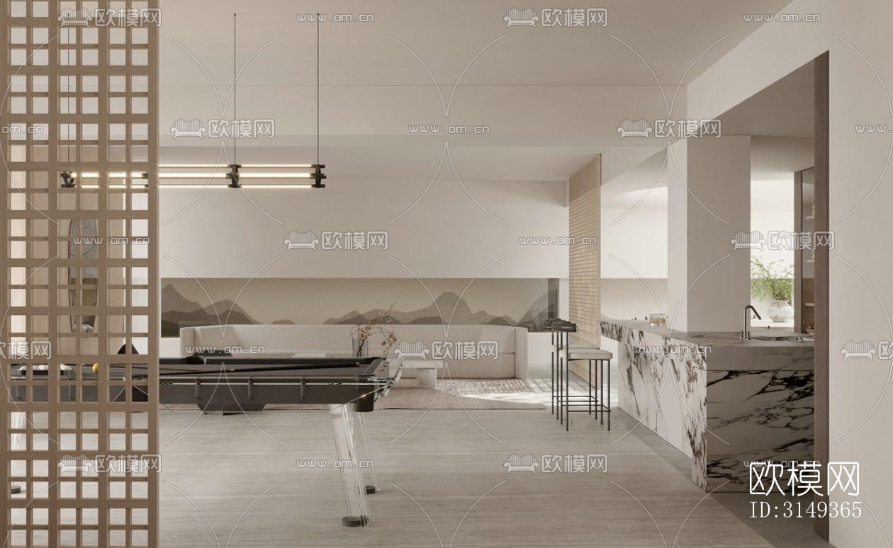 现代平层效果图下载（渲染图10）