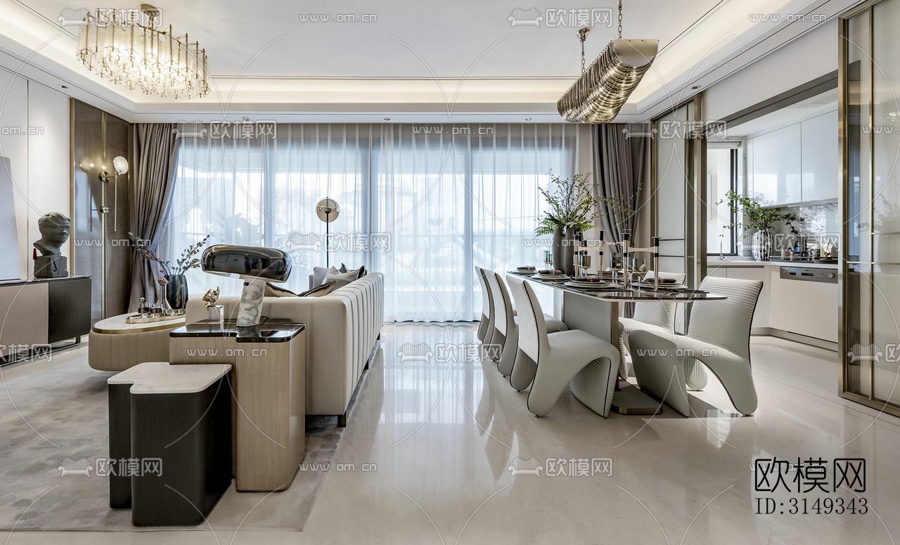 现代平层效果图下载（渲染图3）