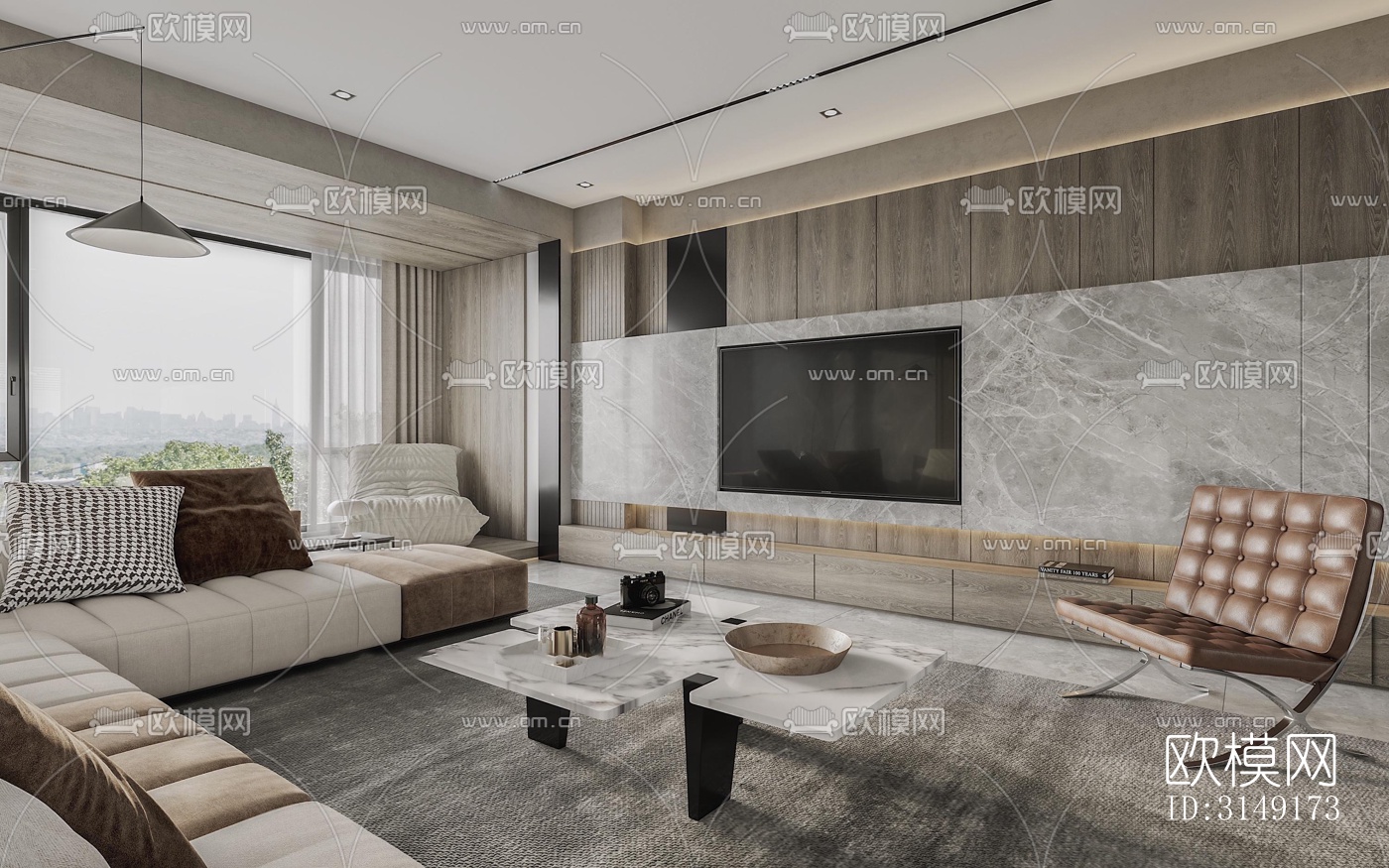 现代平层效果图下载（渲染图12）