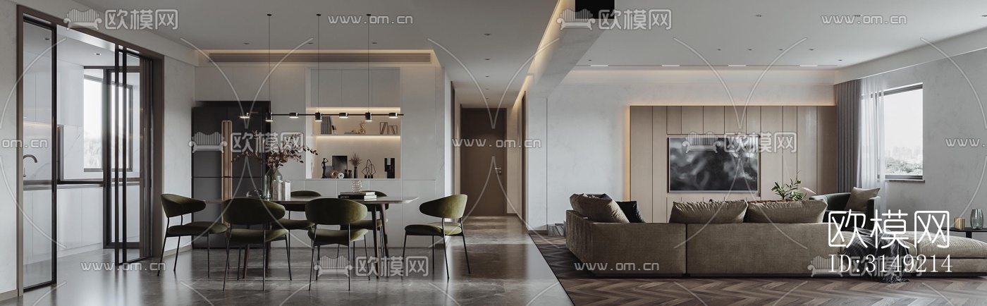 现代平层效果图下载（渲染图7）