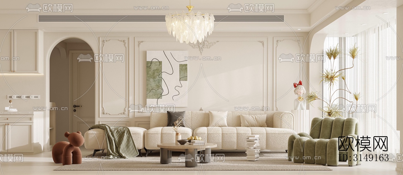 法式平层效果图下载（渲染图4）