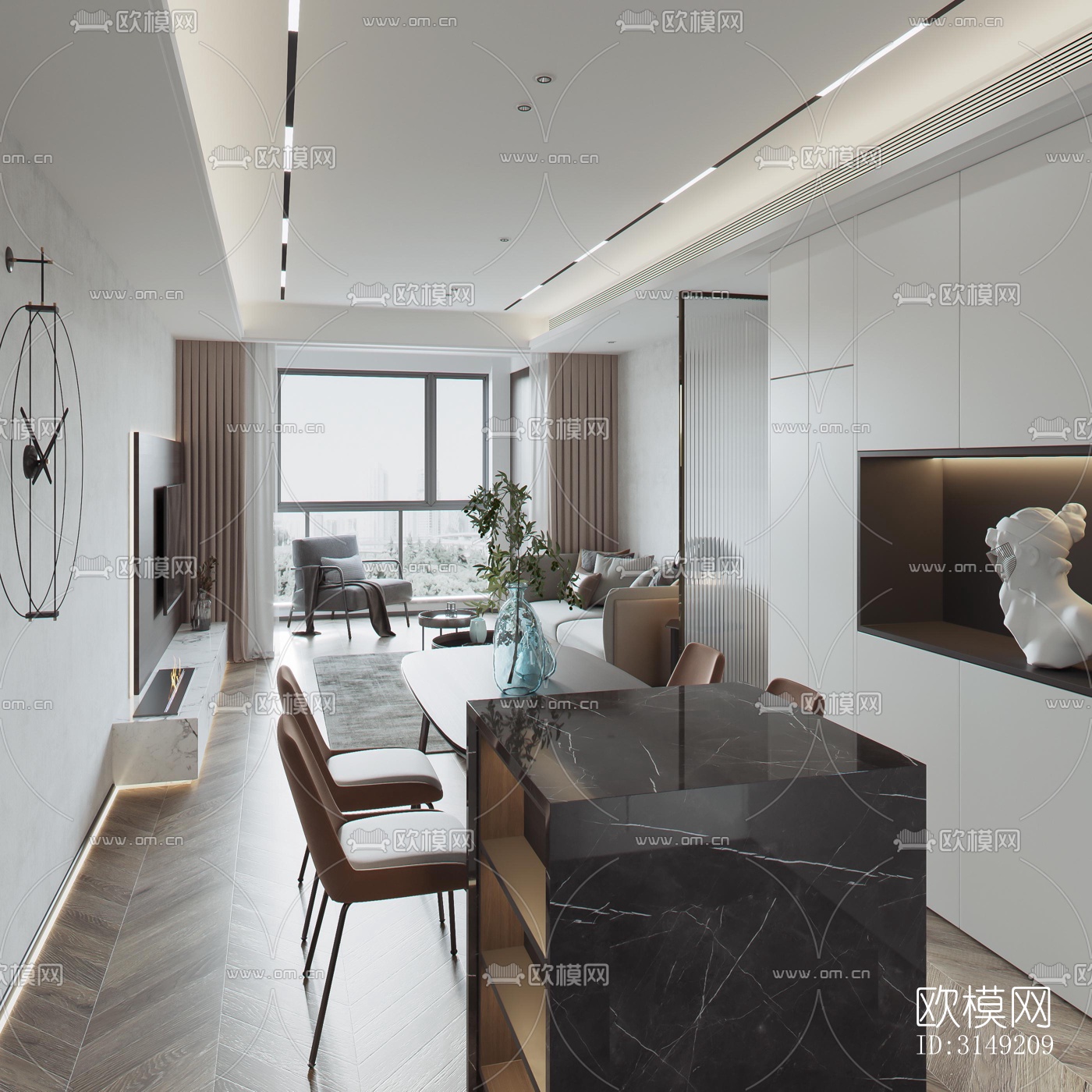 现代平层效果图下载（渲染图2）