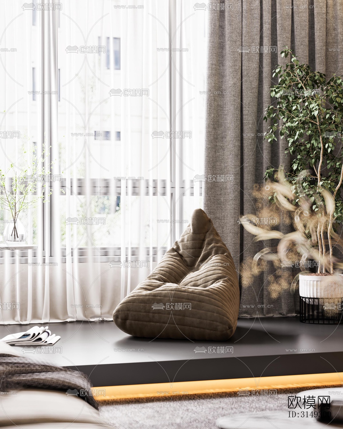 现代平层效果图下载（渲染图13）