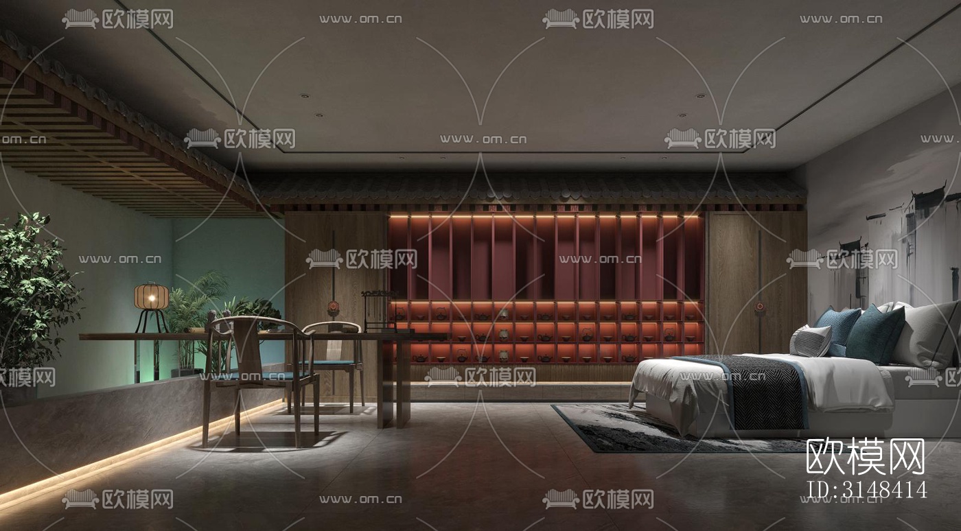 新中式养生会所效果图下载（渲染图17）