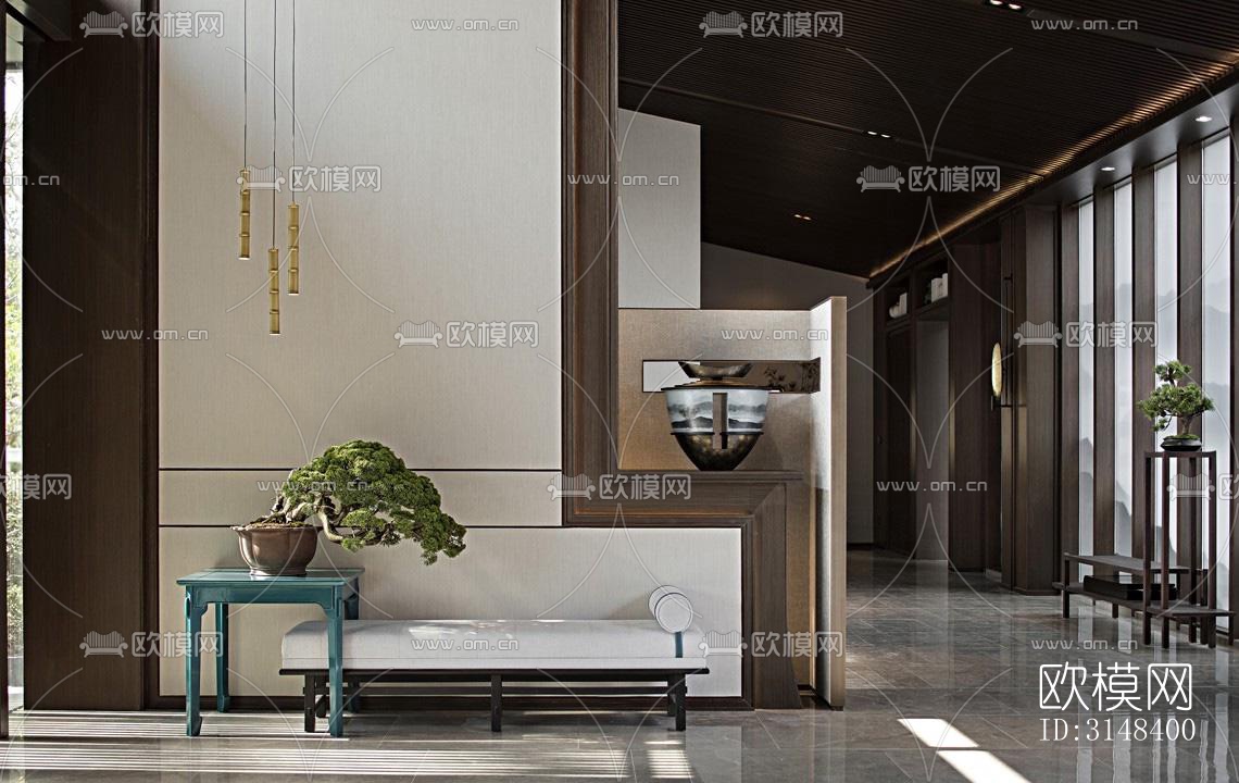 新中式养生会所效果图下载（渲染图19）